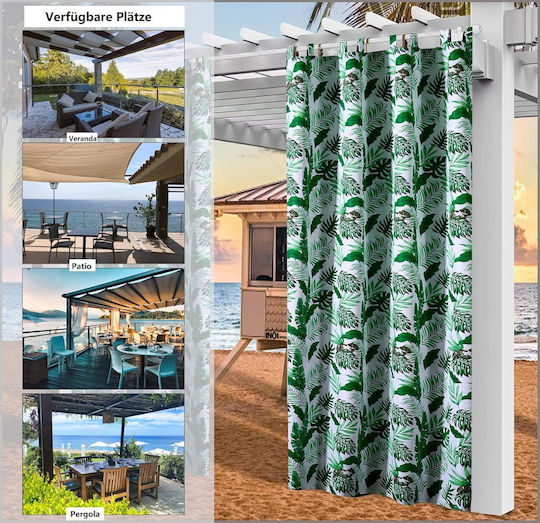 Waterproof Garden Curtain Tropical Green Leaves 132x275cm