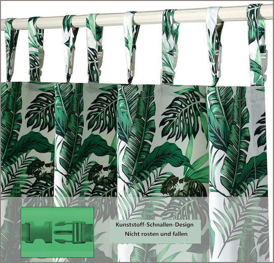 Waterproof Garden Curtain Tropical Green Leaves 132x275cm