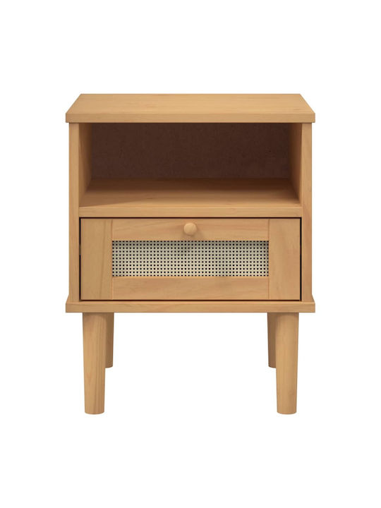 Bedside Table Senja Made of Solid Brown Wood 40x35x48cm