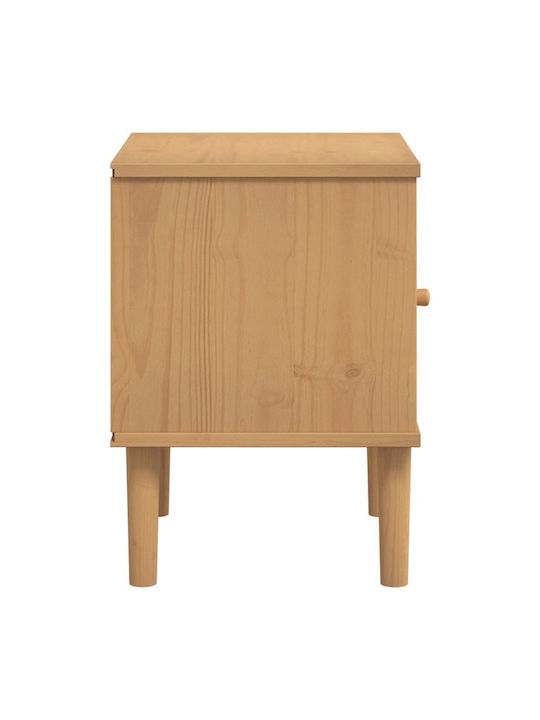 Bedside Table Senja Made of Solid Brown Wood 40x35x48cm