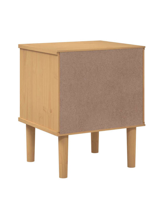 Bedside Table Senja Made of Solid Brown Wood 40x35x48cm
