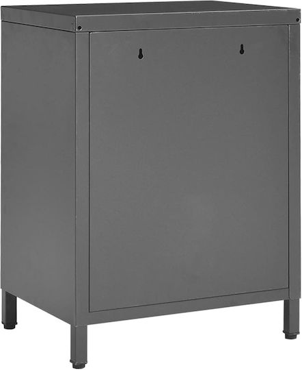 Metal Bedside Tables With Gray Glass Surface 2 Pieces 40x30x54.5cm