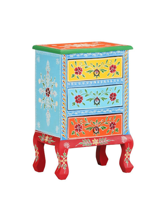 Bedside Table Made of Solid Wood Multicolour 40x30x60cm