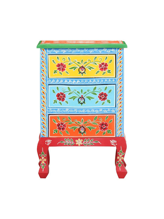 Bedside Table Made of Solid Wood Multicolour 40x30x60cm