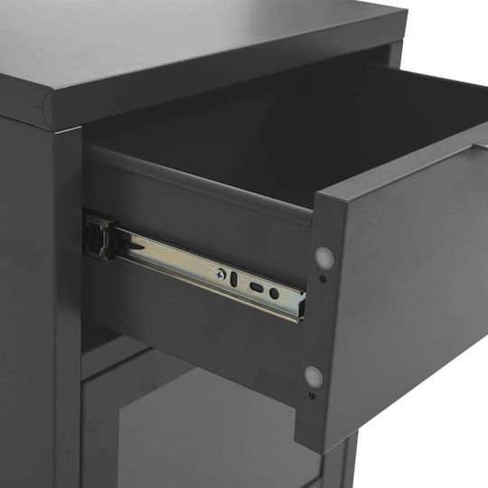 Metal Bedside Tables With Gray Glass Surface 2 Pieces 40x30x54.5cm