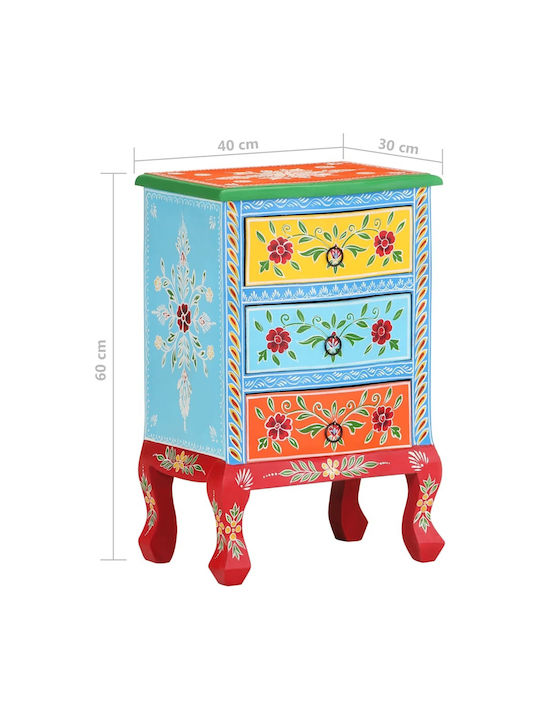 Bedside Table Made of Solid Wood Multicolour 40x30x60cm