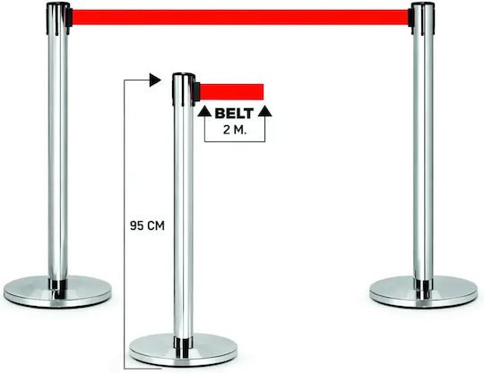 Seilabsperrungen Silber Gurtlänge 2mx95cm TE-150