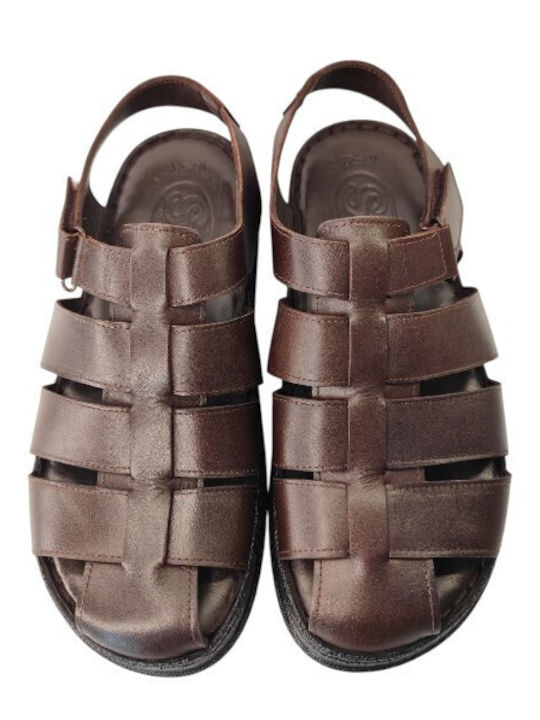 Leder Herrensandalen in Braun Farbe