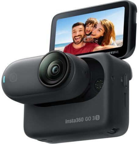 Insta360 GO 3S Motorcycle In-Helmet POV Bundle 128GB Action Camera 4K Ultra HD 360° Shooting Underwater with 2" Screen and Wi-Fi Midnight Black