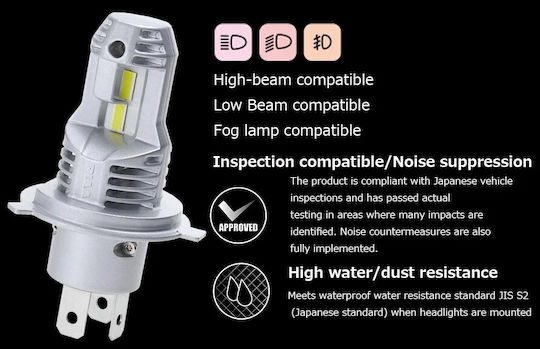 PIAA Car And Motorcycle Lamp H4 LED 6000K Cold White 12V 34W