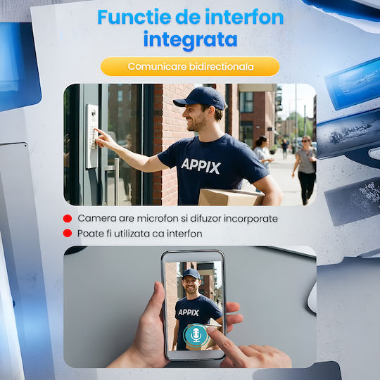 V380 PRO IP Cameră de Supraveghere Triplă Wi-Fi/4G Full HD+ 5MP Rezistentă la Apă cu Baterie Difuzor și Obiectiv 4mm