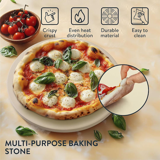 Gourmeo Pizza Baking Plate with Stone Grill Surface 35x35x1.5 cm