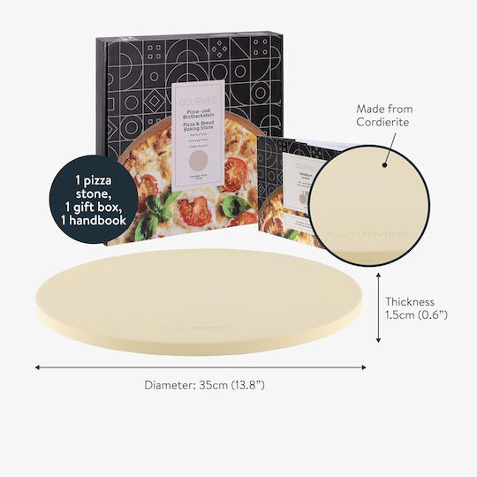 Gourmeo Pizza Baking Plate with Stone Grill Surface 35x35x1.5 cm