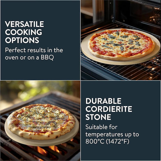 Gourmeo Pizza Baking Plate with Stone Grill Surface 35x35x1.5 cm