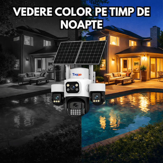 Taggo TAGGO-PRO-Q50 Cameră de Supraveghere IP Quad 4G Impermeabilă cu Baterie și Comunicare Bidirecțională