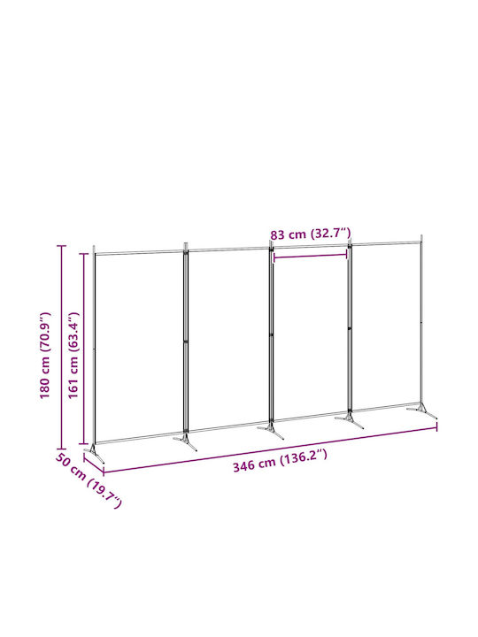 vidaXL Raumteiler Stoff 346x180cm