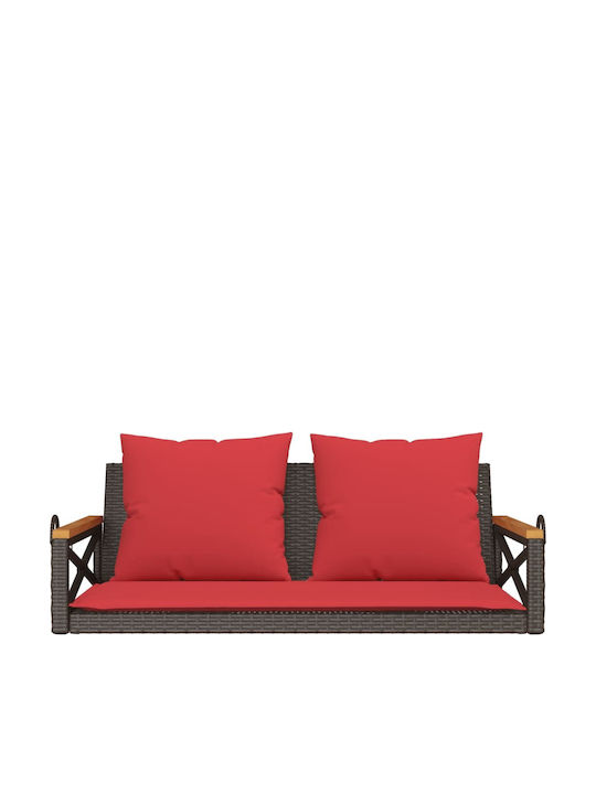 Swing Armchair with Stand and Pillow Rattan Brown Load Weight up to 110kg L109xD62xH40cm