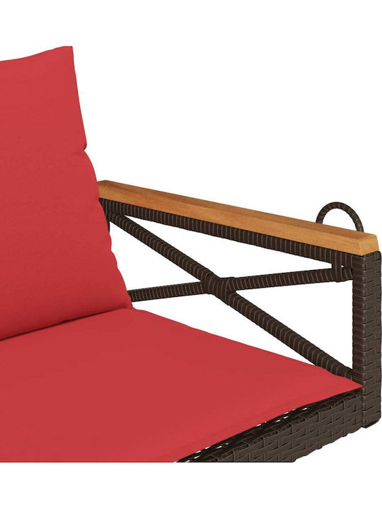 Swing Armchair with Stand and Pillow Rattan Brown Load Weight up to 110kg L109xD62xH40cm