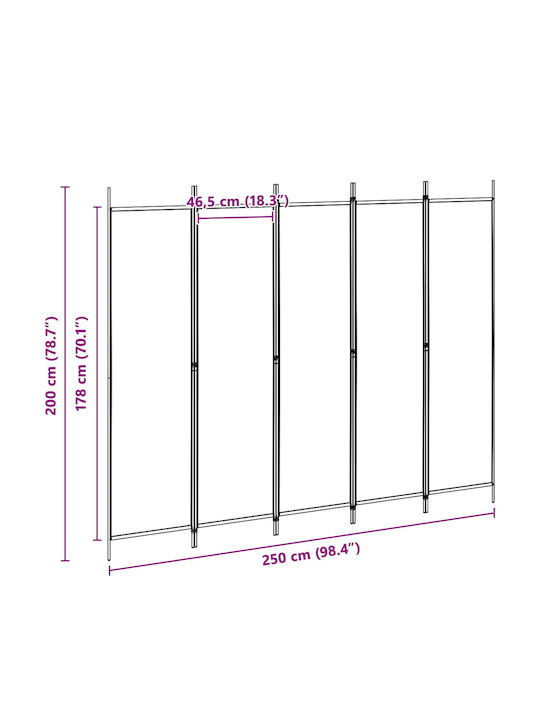 vidaXL Paravan Decorativ din Țesătură 250x200cm