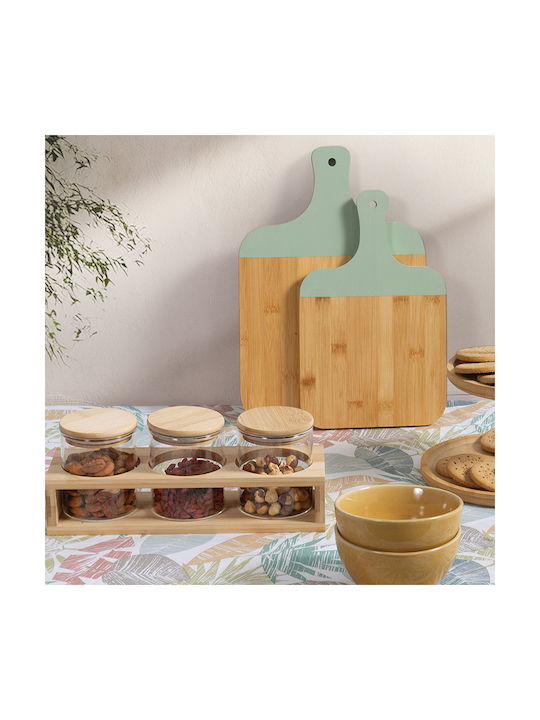 Glass Jars Wooden Lid Bamboo Base 8x9.2-10.3 Transparent Nef-nef Homeware Glass Bamboo