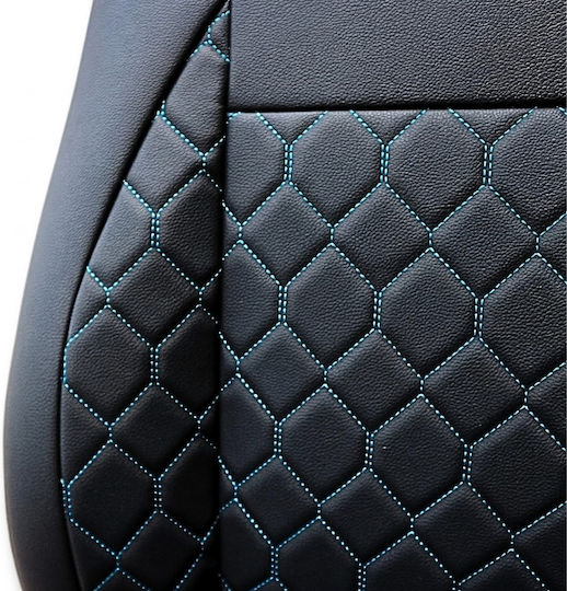 PanCar Car Covers Set 9 Pieces Leatherette Rhombus Black / Blue