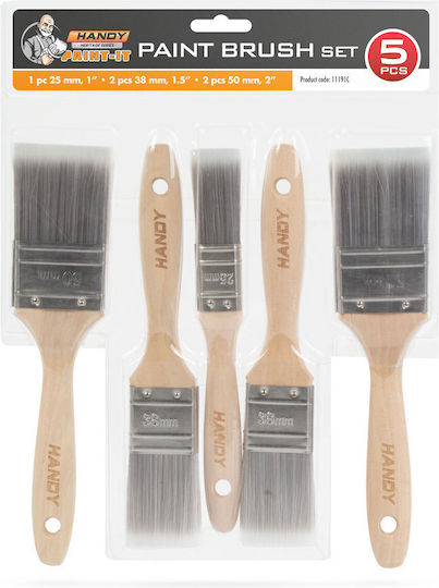 Pinsel Set 5 Stück 25 38 50 mm Holzgriff Waschbare Farben Lack Glanz