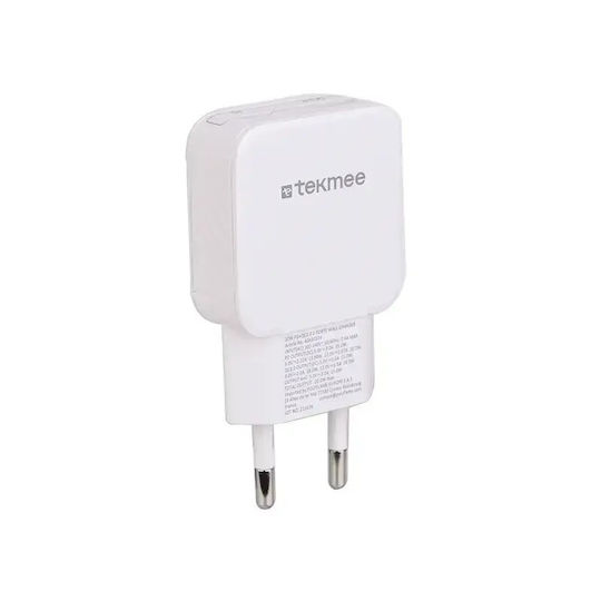 Tekmee Wireless Charger with USB-A Output Port and USB-C Output Port 20W White