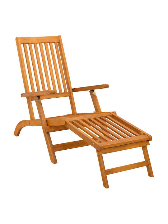 Șezlong Din Lemn Cu Pernă Bej Set Cu Masă 3 Buc 146x55x91 cm