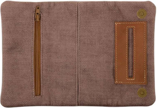 Mestango Fabric Tobacco Pouch Handmade with Magnetic Closure 15.5x8cm TERA Brown