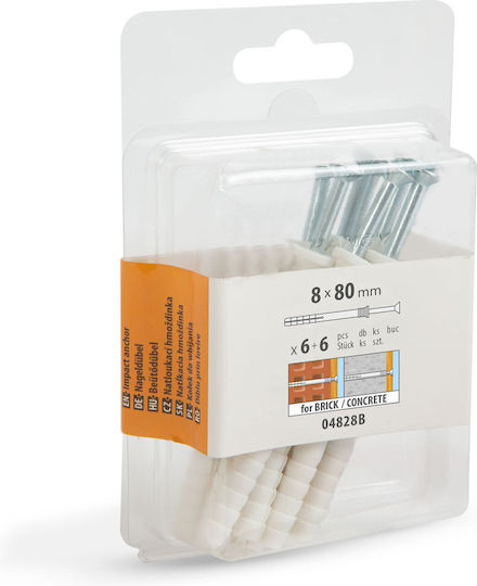 8 × 80 Mm Expansion Anchors Concrete Masonry Set 6 Pieces