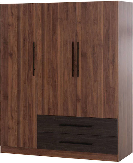 Τρίφυλλη Ντουλάπα Καρυδι 150x55.5x160cm