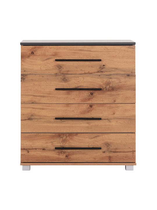 Wooden Bedroom Chest of Drawers Carys with 4 Drawers Gray 75x40x83cm