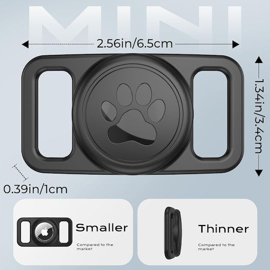 Techsuit Buddyguard Pet Collar Silicone Case for AirTag in Black Colour