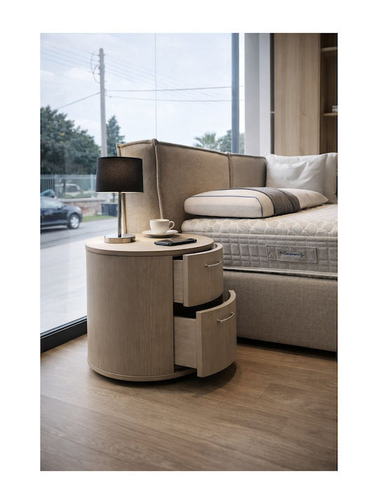 Bedside Table Oval Oak Wood 50x50 Height