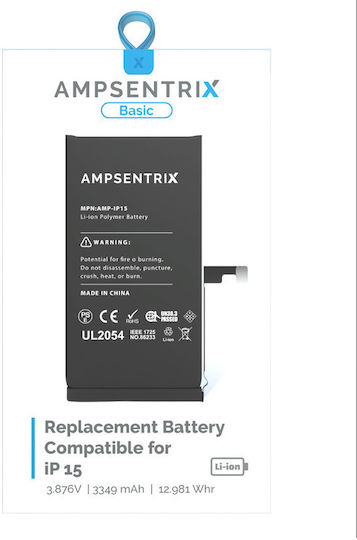 Ampsentrix Συμβατή Μπαταρία Αντικατάστασης για Iphone 15