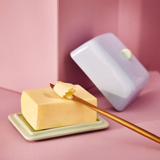 Butter Βουτυριέρα Κεραμική Γαλάζια Γαλάζιο Κεραμικό Πορσελάνη Μήκος 13cm X Πλάτος 10cm X Ύψος 8cm