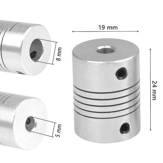Set 10 Cuplaje Flexibile Nema 17 Aliaj de Aluminiu 5 Mm la 8 Mm 25 Mm Lungime 19 Mm Diametru Motoare Pas cu Pas Reprap Imprimante 3d Mașini Cnc Include Cheie Imbus