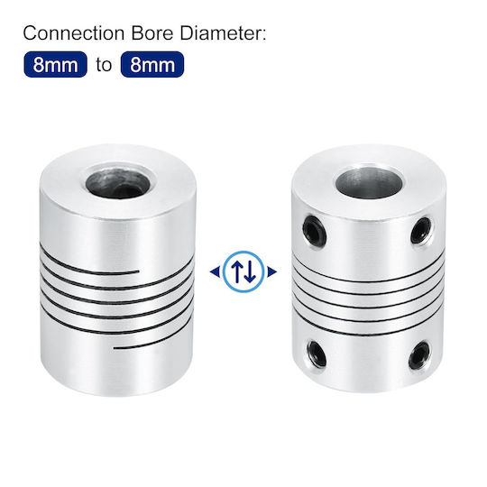 Set 4 Cuplaje Axiale Flexibile Quarkzman 8 Mm La 8 Mm Aluminiu L25xd19mm Tip Arc Elicoidal Amortizare Vibrații Motor Pas Cu Pas Nema Imprimantă 3d Cnc Encoder Conector Ax Argintiu