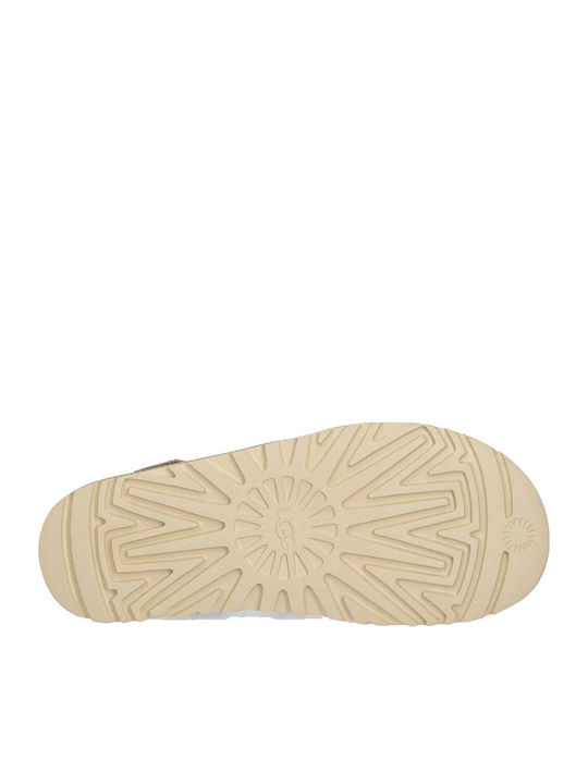 Goldenstar Δερμάτινα Γυναικεία Σανδάλια Flatforms Sand