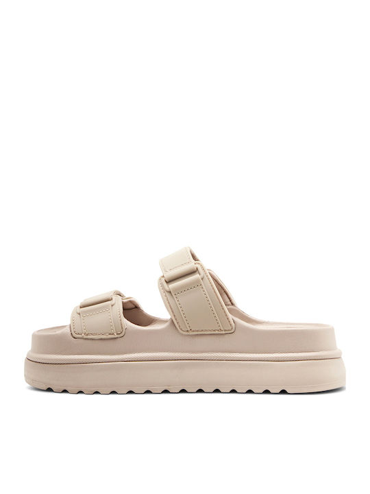 Women's Flat Sandals Flatforms in Beige Color