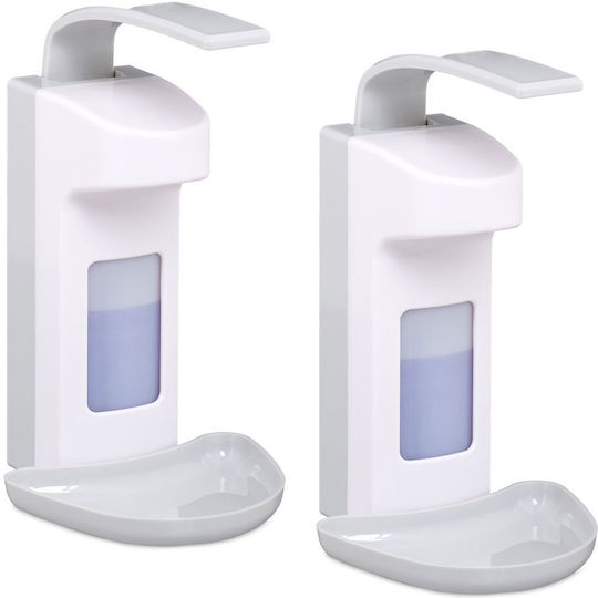 Set 2 Dispensers Disinfectant Liquid Soap Relaxdays 500 Ml Plastic White