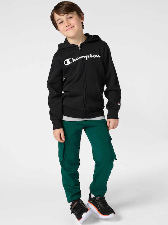 Kids Cardigan Sweatshirt Cotton with Hooded Black