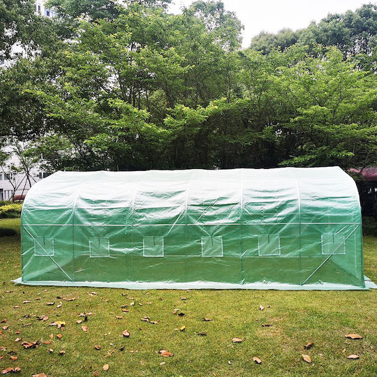 Tunnel 18m2 6x3m UV Aluminum Sheet Greenhouse 140g Galvanized 12 Windows