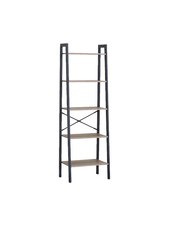 Βιβλιοθήκη Tarnox Δρυς/μαύρο 56x37.8x172.2εκ.