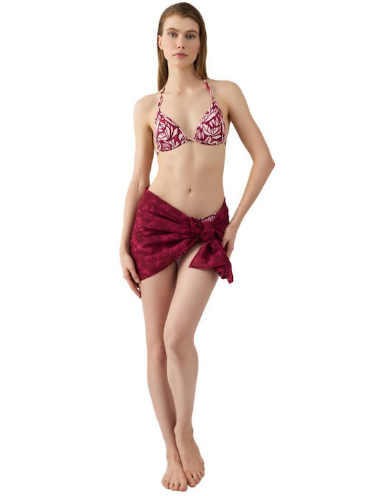 Minerva Beachwear Pareo Scarf Tie Dye Burgundy