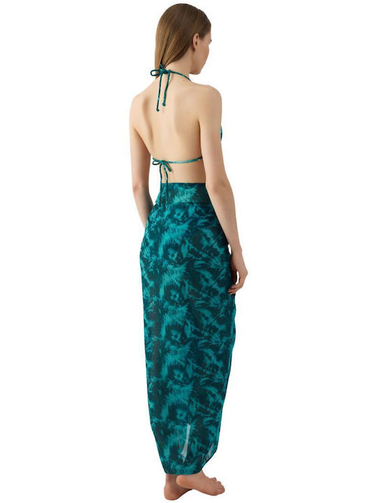 Minerva Beachwear Pareo Scarf Tie Dye Petrol