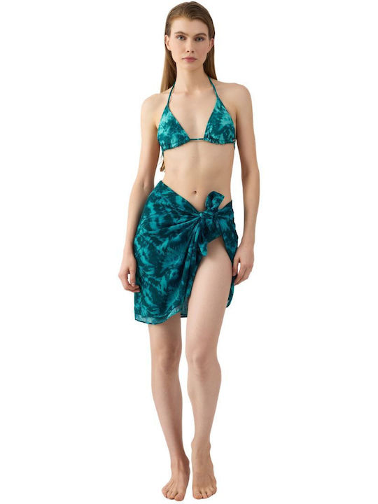 Minerva Beachwear Pareo Scarf Tie Dye Petrol