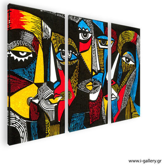 Πίνακας Καμβά Corolful Art Linocut Τρίπτυχος Τρίπτυχο 150x100 Cm 3τμχ 50x100cm
