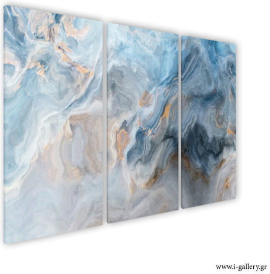 Canvas Painting Blue Marble Threefold Triptych 100x70 Cm 3 Pieces 33x70cm