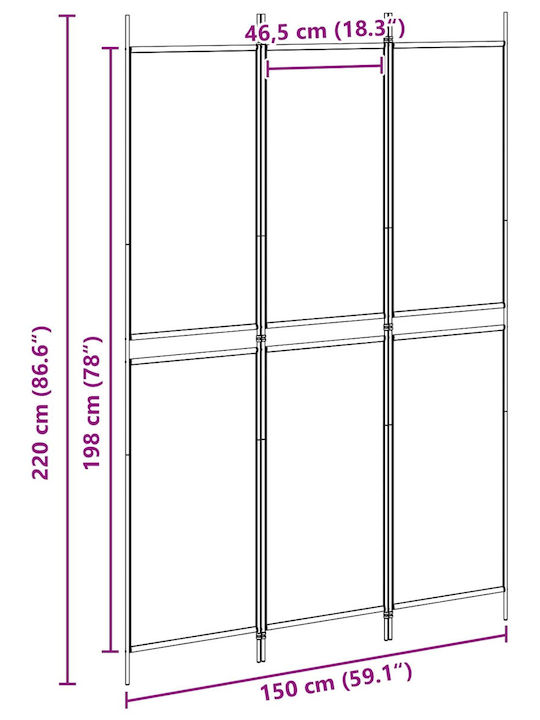 vidaXL Декоративен Параван Текстилен 150x220см